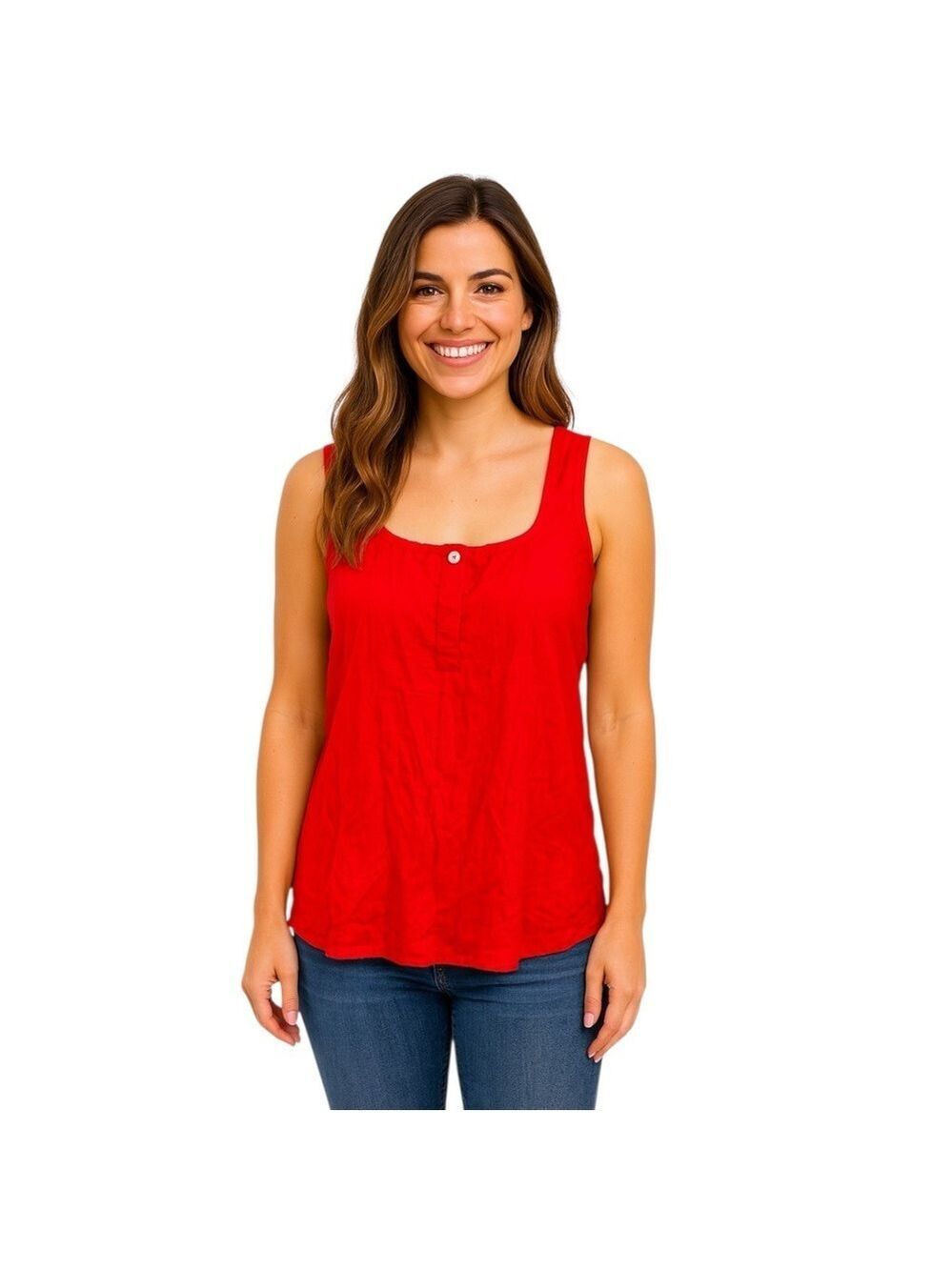OS International Size M Rayon Red Sleeveless Top